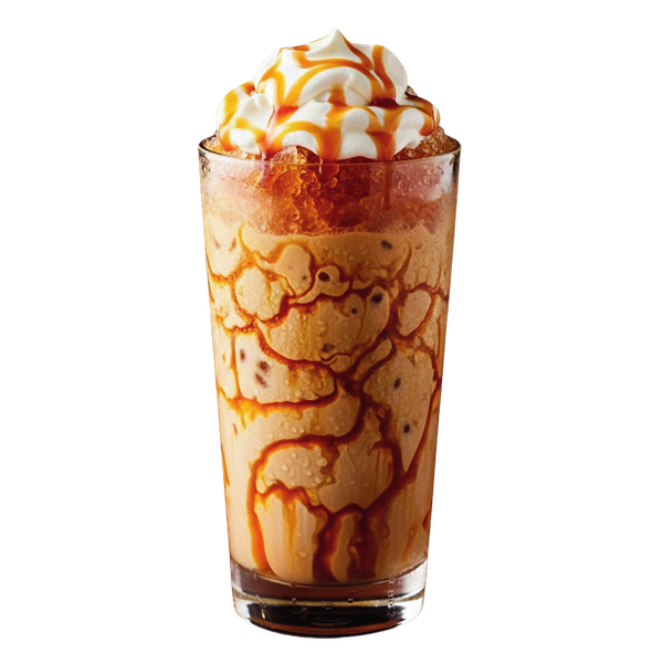 Nieve de Café en Caramelo: granizado de café con salsa de caramelo